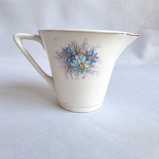 Vintage Hughes Longport Cream Jug Small Milk Jug Floral Blue Daisy England