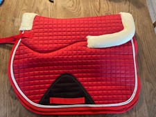 Half Lined Fluffy Saddle Cloth Pad full size numnah RED Machine Washable