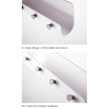 Wall Mount ABS Key Rack with 4 Hooks DIY Storage Shelf Compact Home Organiser