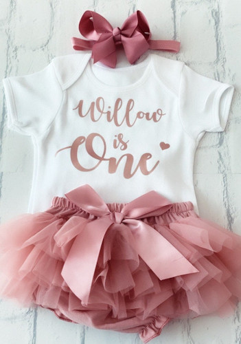 Girls 1st birthday dusky - birthday, pink