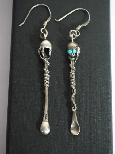 Skull snake earrings - snake,
