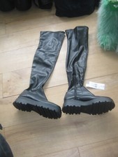 Womens Black Thigh High Over