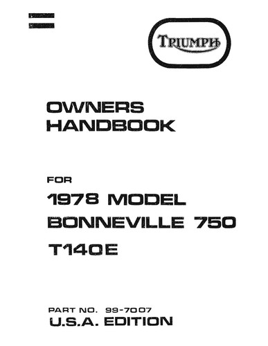 Triumph owners manual - triumph, book