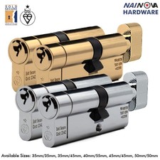 1 Star Euro Cylinder Door Lock TS007 Anti-Snap Thumb Turn - Chrome & Brass
