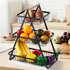 3Tier Fruit Basket Handle Holder Rack Vegetable Bowl Storage Stand Bread Rack