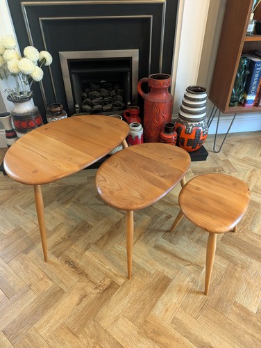 Ercol pebble nest tables - pebble, of