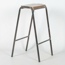 INDUSTRIAL SCIENCE SCHOOL LAB RAW STEEL WOODEN BAR STOOL PUB CAFE
