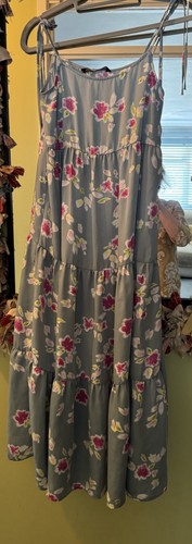 Zara blue floral strappy long - floral,