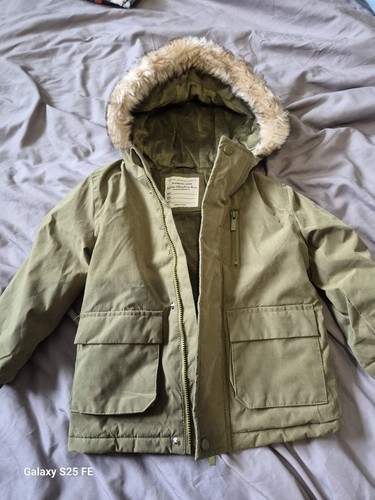 Kids green parka jacket - parka, with