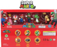 6pcs Super Mario Bros PVC Action Figure Toys Luigi Yoshi Dolls Model Kids Gifts