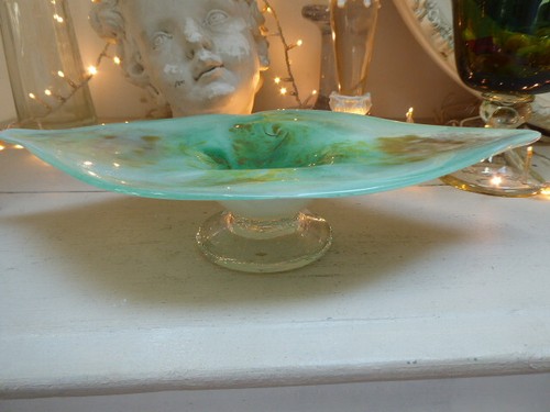 Vintage footed glass bowl - vintage,