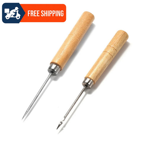 2pcs wooden handle sewing - handle, awl