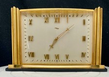 VTG IMHOF SWISS ART DECO 15 JEWELS TABLE DESK CLOCK, ROMAN NUMBERS c1950