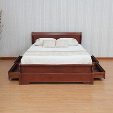 Mahogany Sleigh Bed Frame with 4 storage drawers 4'6" 5' 6' NEW B013
