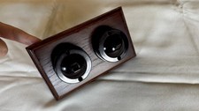 2 Gang Horizontal Bakelite Switch Brown Dolly On A Solid Dark Oak Base