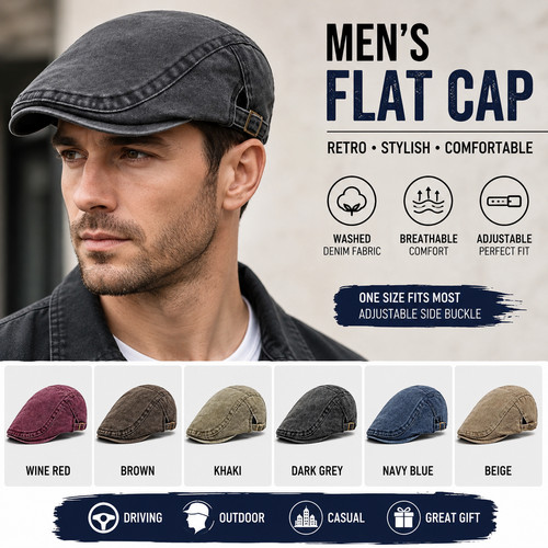 Men flat cap - flat, newsboy