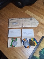 Ww1 Ww2 British Army Medal Group Medals Named Boxes Original