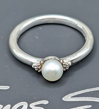 Genuine Thomas Sabo 925 Sterling Silver Freshwater Pearl & Pave Stone Ring 