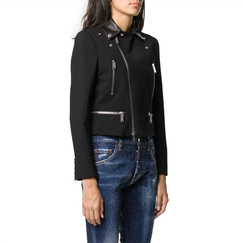 Dsquared2 jacket leather biker - leather,