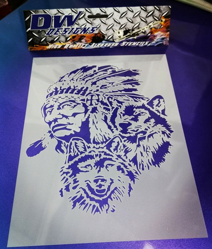 Indian with wolves airbrush - with,