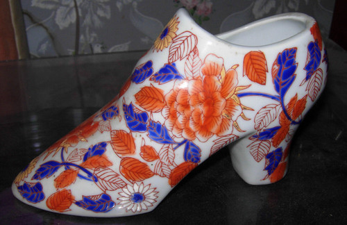 Porcelain oriental imari shoe - porcelain,