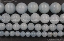 100% Natural Aquamarine Gemstone Round Beads 4mm 6mm 8mm 10mm 12mm 14mm 15.5"