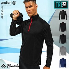 Mens Long Sleeve 1/4 Zip Top Shirt Sport Jogging Gym Training TriDri Performance