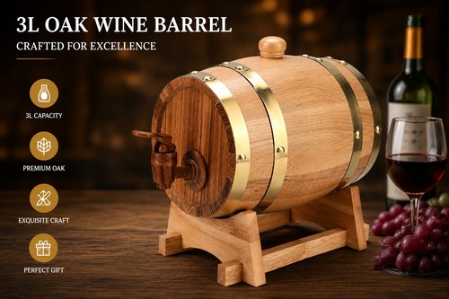 Oak wooden wine barrel - oak, 3l