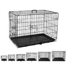 Dog Crate Medium Large Dog Cage Puppy Pet Cage Metal Travel Carrier with Tray