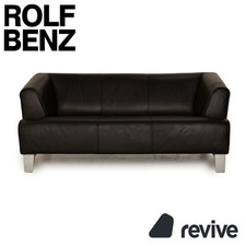 Rolf Benz 2300 Leather 2 Seater Black Sofa Couch