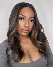 Brown Highlight Human Hair Wig Bob Body Wave Lace Front Wigs Pre Plucked Wigs