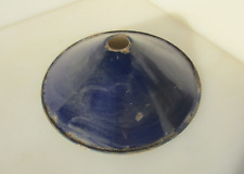 Vintage Enamel Light Shade Antique Old Blue Deco Factory Industrial 10"W "SUNCO"