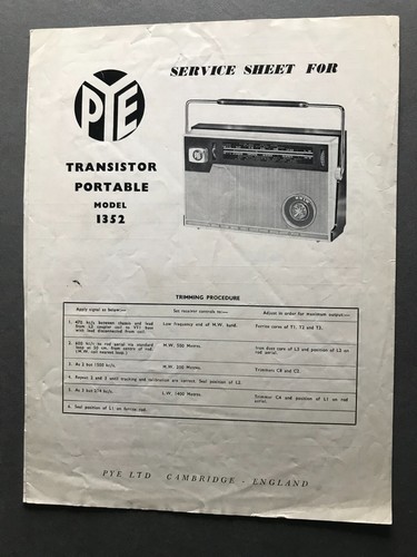 Vintage pye radio model 1352 - radio,