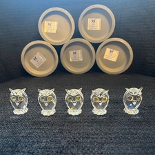 5 x SWAROVSKI boxed CRYSTAL OWL GLASS ORNAMENT ART 7654 NR 038 COLLECTIBL