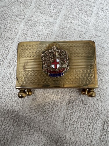 Brass matchbox holder domine - matchbox,