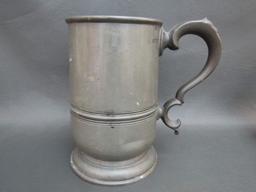 Antique pewter quart tankard - antique,