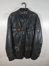 Belstaff Panther Leather Trialmaster Motorcycle Jacket Mens Size Large Black