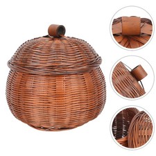 Multifunction Pumpkin Shaped Bamboo Basket Woven Basket With Cover egg basket