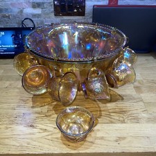 Indiana Glass Punch Bowl + 12