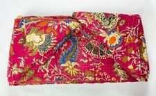 Indien Cotton Kantha Quilt Floral Printed Coverlet Blanket Bedspread Bedding 9