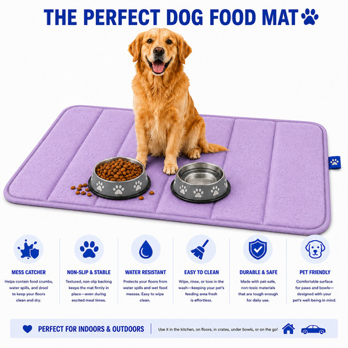 Absorbent dog food mat - food, water