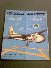 Aer Lingus timetable 1952-53 Ireland Irish airline aeronautica ephemera