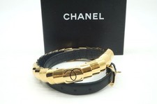 CHANEL Vintage VINTAGE Belt 70 28 Coco mark Leather Metal Black Gold 4257k