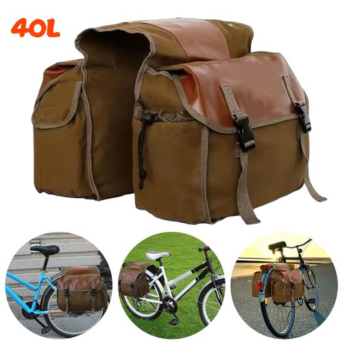 Canvas leather double panniers - canvas,