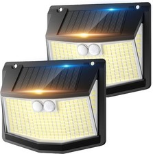 Solar Security Light Motion Sensor 248LED 3 Modes IP65 Outdoor 270° Wide 2 PACK