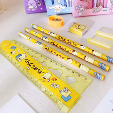Sanrio Stationery Set Hello Kitty Kuromi Cinnamoroll Melody Pencil Eraser Ruler