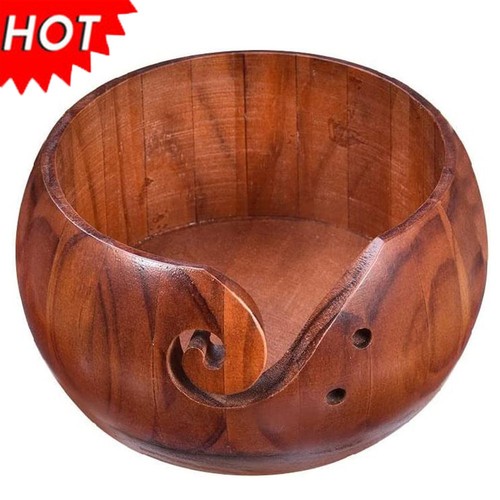 Crafted wooden yarn bowl - yarn,