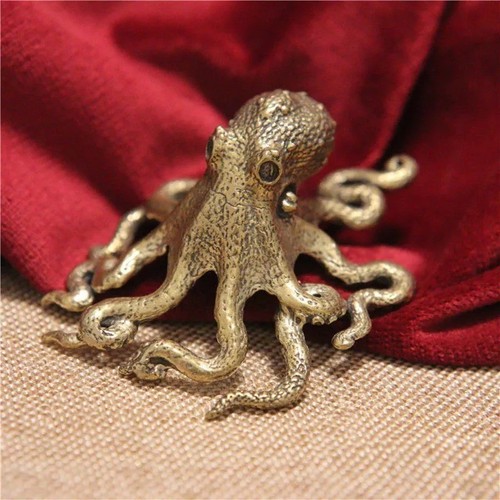 Brass metal octopus - brass, statue