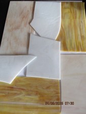 White, yellow, cream Stained glass  offcuts for mosaic, glass crafts