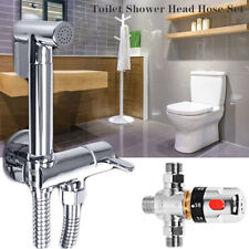 Thermostatic Mixer Valve Bidet Toilet Shower Hand Held Douche Kit Muslim Silver